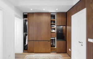 Elegant Wooden In Wall Closet