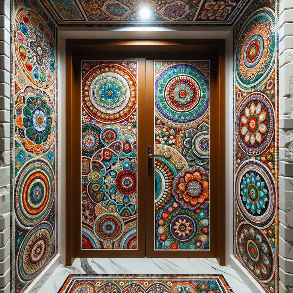 7. Colorful Mosaic-Tiled Door
